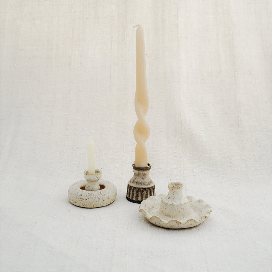 Heirloom Fluted Cream Candlestick Holder