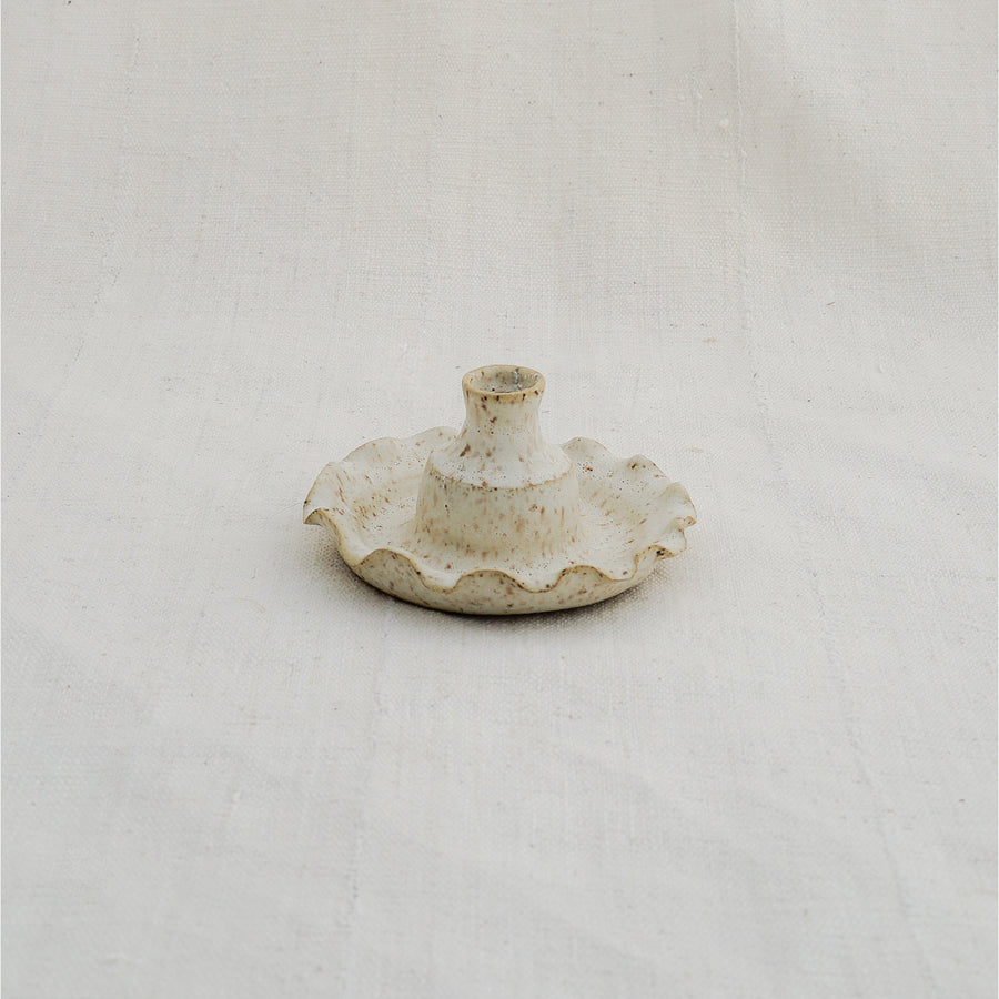 Heirloom Fluted Cream Candlestick Holder