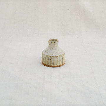 Cream Stiped Etching Candlestick Holder