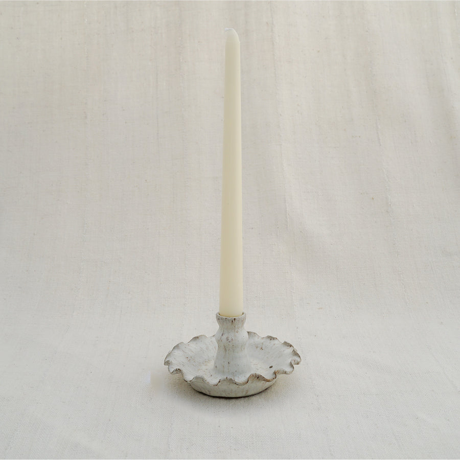 White Ruffles Candlestick Holder