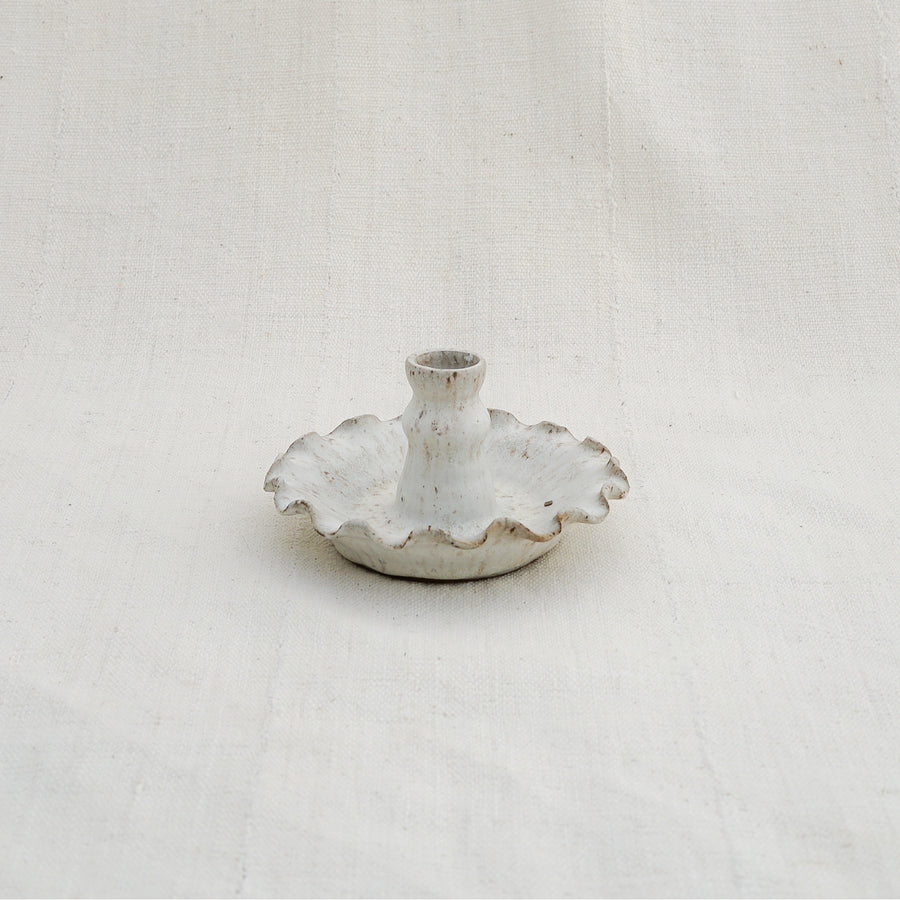 White Ruffles Candlestick Holder