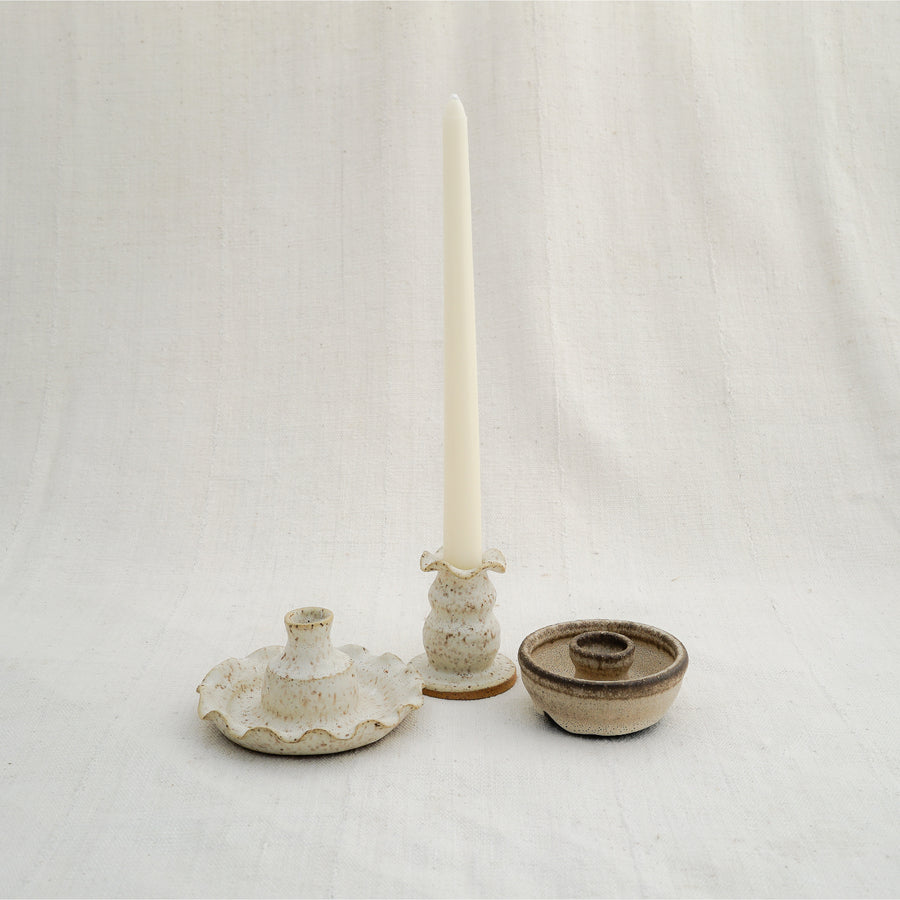 Trimmed in Ruffles Candlestick Holder