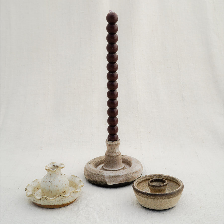 Coco Glazed Candlestick Holder