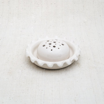 Lacy Lipped 2 Piece Porcelain Flower Frog